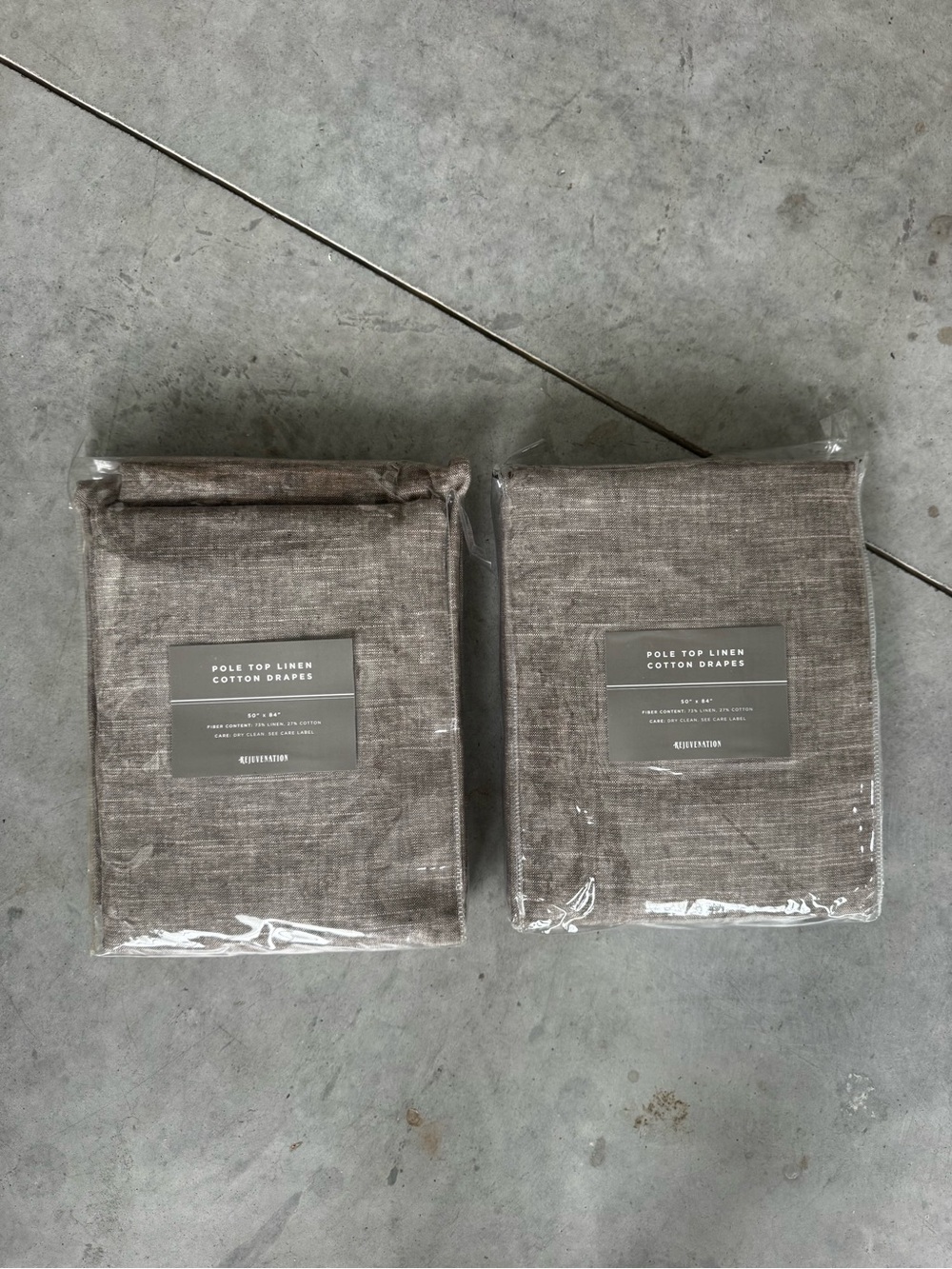 NWT Set of 2 Rejuvenation Pole Top Linen Cotton Drapes 50”x84”